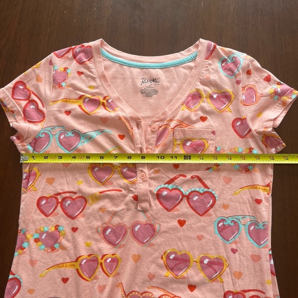 Nick & Nora Women XS Cotton Pink Heart Sunglass Whimsical Sleep Shirt Nightgown - Picture 7 of 11